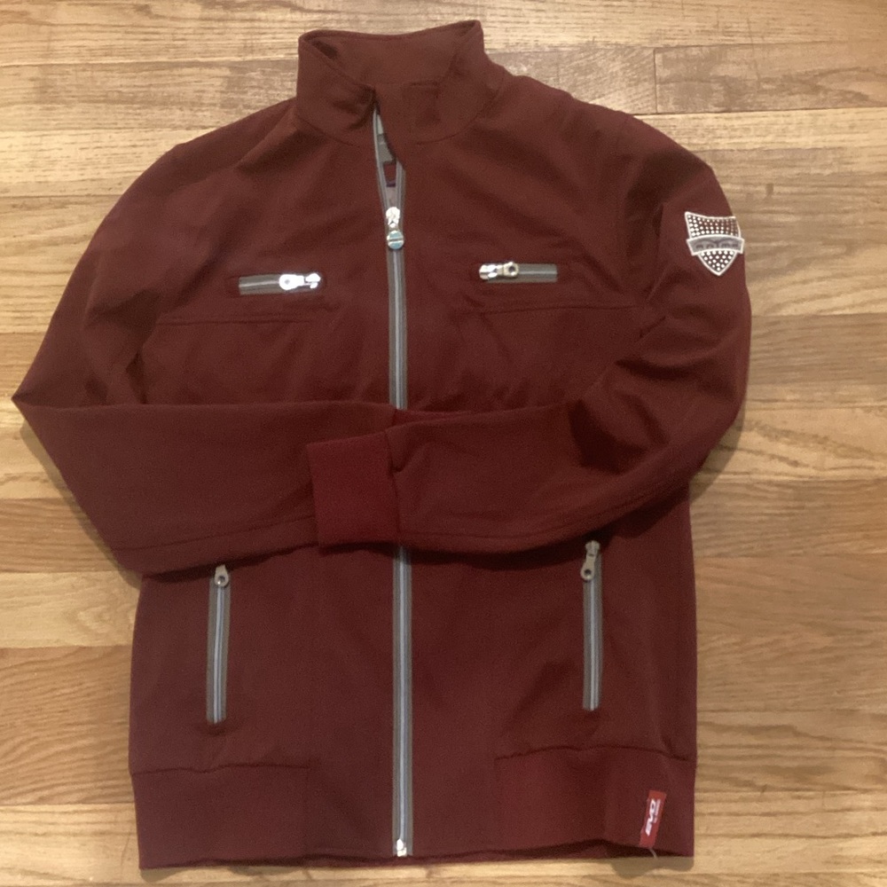 Women’s Burgundy Jacket with Zipper Details